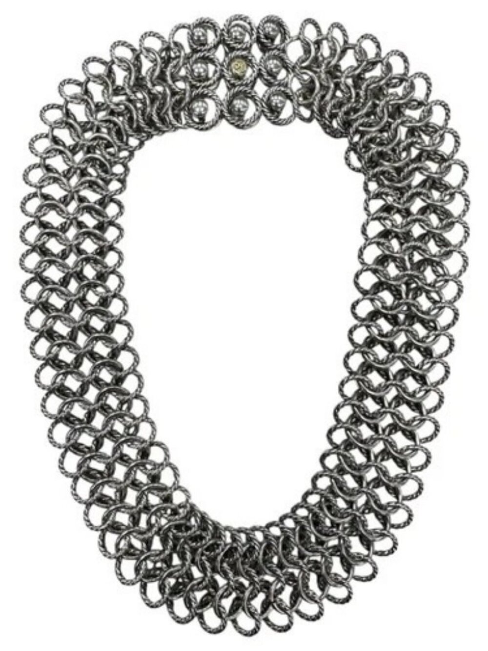 David Yurman Retired Rare 925 Sterling Atlas Chainmail 18kt Collar Necklace 20"